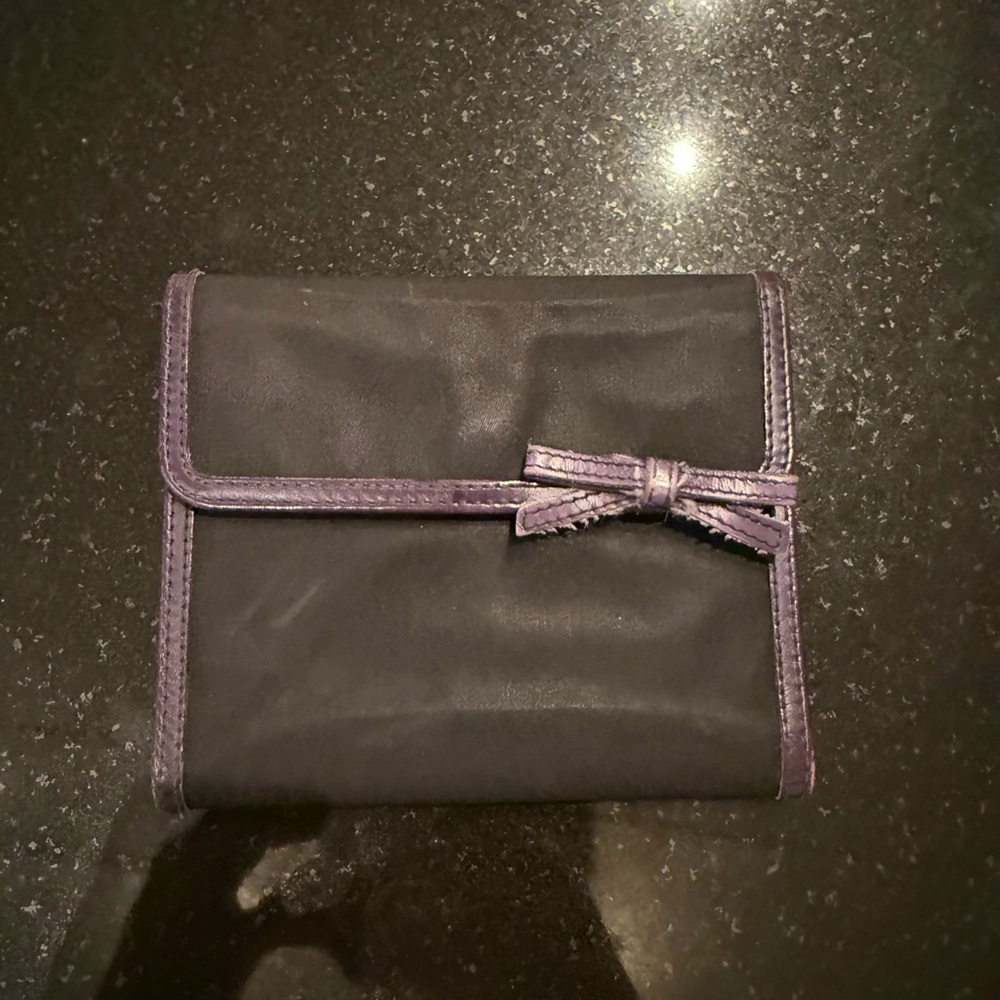 Vintage Prada Wallet! Black with Purple Trim and Bow
Early 2000s or 90s Prada